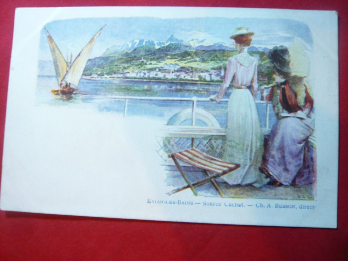 Ilustrata -Litografie - Evian- Les Bains , cca. 1900 Franta