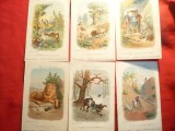 Set 10 Ilustrate animate- Fabulele lui La Fontaine , ilustratii de Gustave Dore, Necirculata, Printata