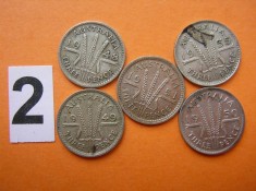 THREE PENCE, 3 PENCE 1948 ; 1949 ; 1950 ; 1951 ; 1955. (3 LOTURI, ARGINT)