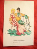 Ilustrata romantica - Pereche de indragostiti , semnat Maristen