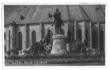646 - CLUJ, statue Matei Corvin - old postcard, real PHOTO - used - 1936