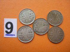 THREE PENCE, 3 PENCE 1948 ; 1949 ; 1950 ; 1951 ; 1955.LOT ARGINT foto