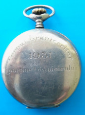 SV * Ceas de Buzunar TELLUS Elvetia * 1931 * Corpul Granicerilor Romania foto