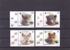 PUI DE ANIMALE, SERIE COMPLETA CU VIGNETA PE STANGA ,2012,MNH,ROMANIA. foto