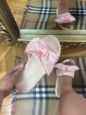 Papuci dama roz cu fundita marime 38, 40+CADOU foto