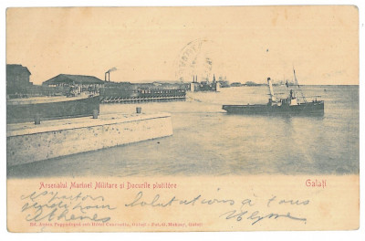 3503 - GALATI, Military Navy Arsenal, Litho - old postcard - used - 1905 foto