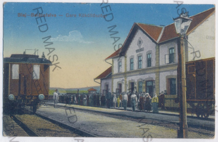 3705 - BLAJ, Alba, Railway Station - old postcard, CENSOR - used - 1918