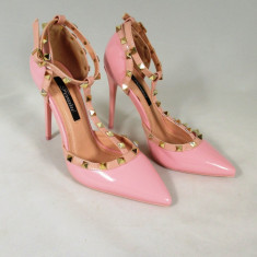 Pantofi dama roz eleganti cu toc marime 40