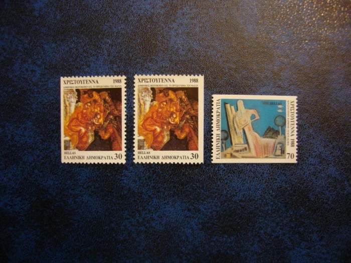 GRECIA 1988 NASTEREA DOMNULUI NEDANTELATA VERT. STANGA/DREAPTA SI ORIZONTAL MNH
