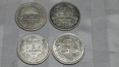 1 KORONA 1893 - 1 KORONA 1894 - 1 KORONA 1895 - 1 KORONA 1915 - ARGINT - 4 BUC. foto