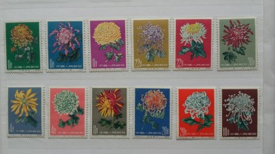 Crizanteme, China, 1961, Michel 577-582, 583-588 serii complete nestampilate foto