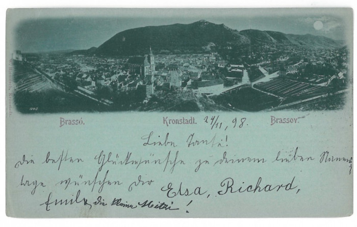 2901 - BRASOV, Panorama, Litho - old postcard - used - 1898