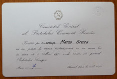 Comitetul Central al PCR ; Invitatie de 1 Mai catre Maria Groza , 1970 foto