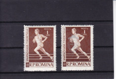 ROMANIA 1958/59 LP 466 LP 479 SPARTACHIADA SI JOCURILE BALCANICE SUPRATIPAR MNH foto