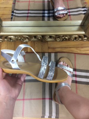 Sandale dama argintii cu sclipici marime 37, 38, 39+CADOU foto