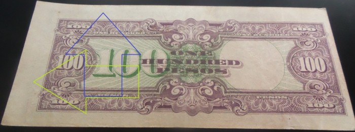 Bancnota istorica 100 PESOS FILIPINE INVAZIE JAPONEZA, anul 1942 *Cod 586 =A.UNC