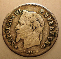 J.012 FRANTA NAPOLEON III 20 CENTIMES 1866 BB ARGINT 1,0g foto