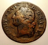 J.113 FRANTA LUDOVIC LOUIS XVI 1/2 SOL 1782 &amp;, Europa, Bronz