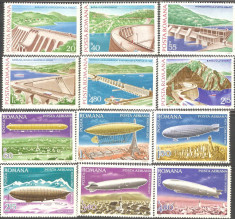 2 Serii MNH Complete Hidrocentrale - Dirijabile 1978 foto