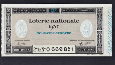 Franta Bilet Loterie pt colectionari 100 Francs s 0669821 1937 foto