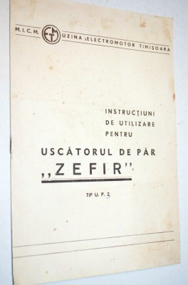 instructiuni de utilizare pentru uscatorul de par &amp;quot;Zefir &amp;quot; foto