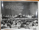 Fotografie originala de la o adunare comunista , cu Mia Groza in prezidiu