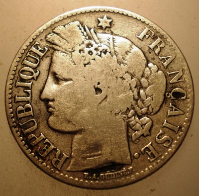 J.071 FRANTA CERES 2 FRANCS FRANCI 1872 K ARGINT foto