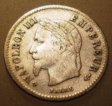 J.029 FRANTA NAPOLEON III 20 CENTIMES 1868 BB ARGINT, Europa