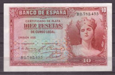 Spania 1935 - 10 pesetas XF+/aUNC foto