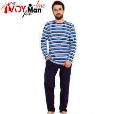 Pijama Barbati &amp;#039;World Basic&amp;#039; Blue, Gazzaz By Vienetta, 100% Bumbac, Cod 1530 foto