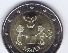 moneda 2 euro comemorativa MALTA 2017 - PACE, UNC foto