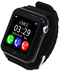 Ceas GPS Copii si Seniori iUni V8K, Pedometru, Touchscreen 1.54 inch, Bluetooth, Notificari, Camera, Black + Spinner Cadou foto