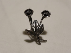 Buchet Trandafiri argint in miniatura VECHI superb SPLENDID ornament de Colectie foto