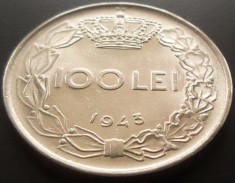 Moneda 100 Lei - ROMANIA, anul 1943 *cod 4514 XF foto