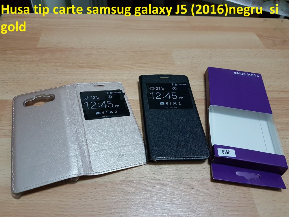 Husa tip carte samsug galaxy J5 (2016)negru si gold, Alt model telefon  Samsung, Piele Ecologica | Okazii.ro