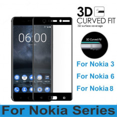 Folie Sticla Curbata 3D / Full Face / Tempered Glass pentru Nokia 3 foto