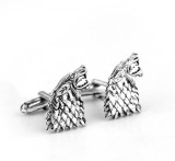 Butoni noi tema Game of Thrones STARK argintii metalici + ambalaj cadou, Inox