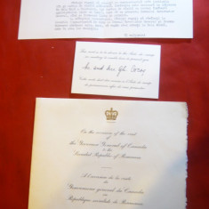 2 Invitatii din partea Guvernatorului General al Canadei 1982-Dineu ,cu protocol