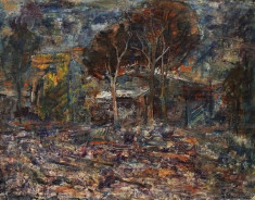 Gheorghe Raducanu - Peisaj cu case si copaci foto