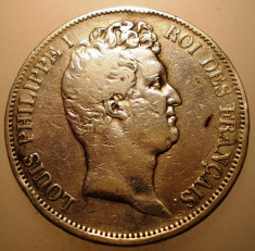 J.208 FRANTA LOUIS PHILIPPE I 5 FRANCS FRANCI 1830 A ARGINT 24,7g Raised foto