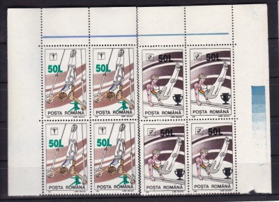 ROMANIA 1998 LP 1465 GIMNASTICA SUPRATIPAR BLOCURI DE 4 TIMBRE MNH foto