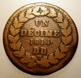 J.305 FRANTA STRASBOURG PROVISIONAL 1 UN DECIME 10 CENTIMES 1814 BB, Europa, Bronz