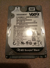 Hard Disk / HDD SATA WESTER DIGITAL SCORPIO BLACK 500GB 100% HEALTH Laptop foto