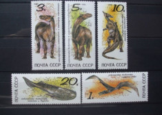 Rusia 1990 - ANIMALE PREISTORICE, DINOZAURI, serie nestampilata, YT2 foto