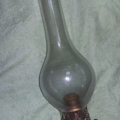 Sticla lampa cu cap lampa alama,piesa veche,superba T. GRATUIT