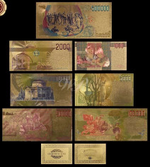 ITALIA - SET 7 BANCNOTE LIRE COLOR POLYMER AURIT CU AUR 24k foto