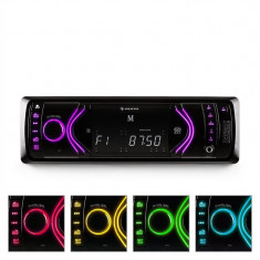 Auna MD-130 Bluetooth Radio auto USB SD AUX RDS cu 7 moduri de culoare foto