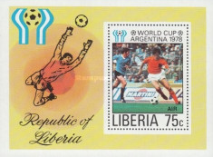 LIBERIA 1978 - WORLD CUP, ARGENTINA 78, colita neuzata foto