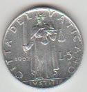 Vatican 1952 - 5 Lira foto