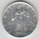 Vatican 1953 - 5 Lira foto